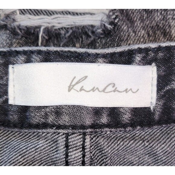KanCan Mid Rise Straight Leg Jeans Size 5/26 Black Acid Wash Distressed Cropped - Picture 9 of 11